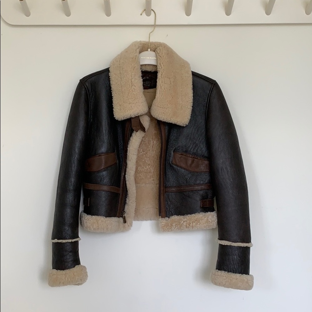 UGG Leather Aviator Cropped Jacket